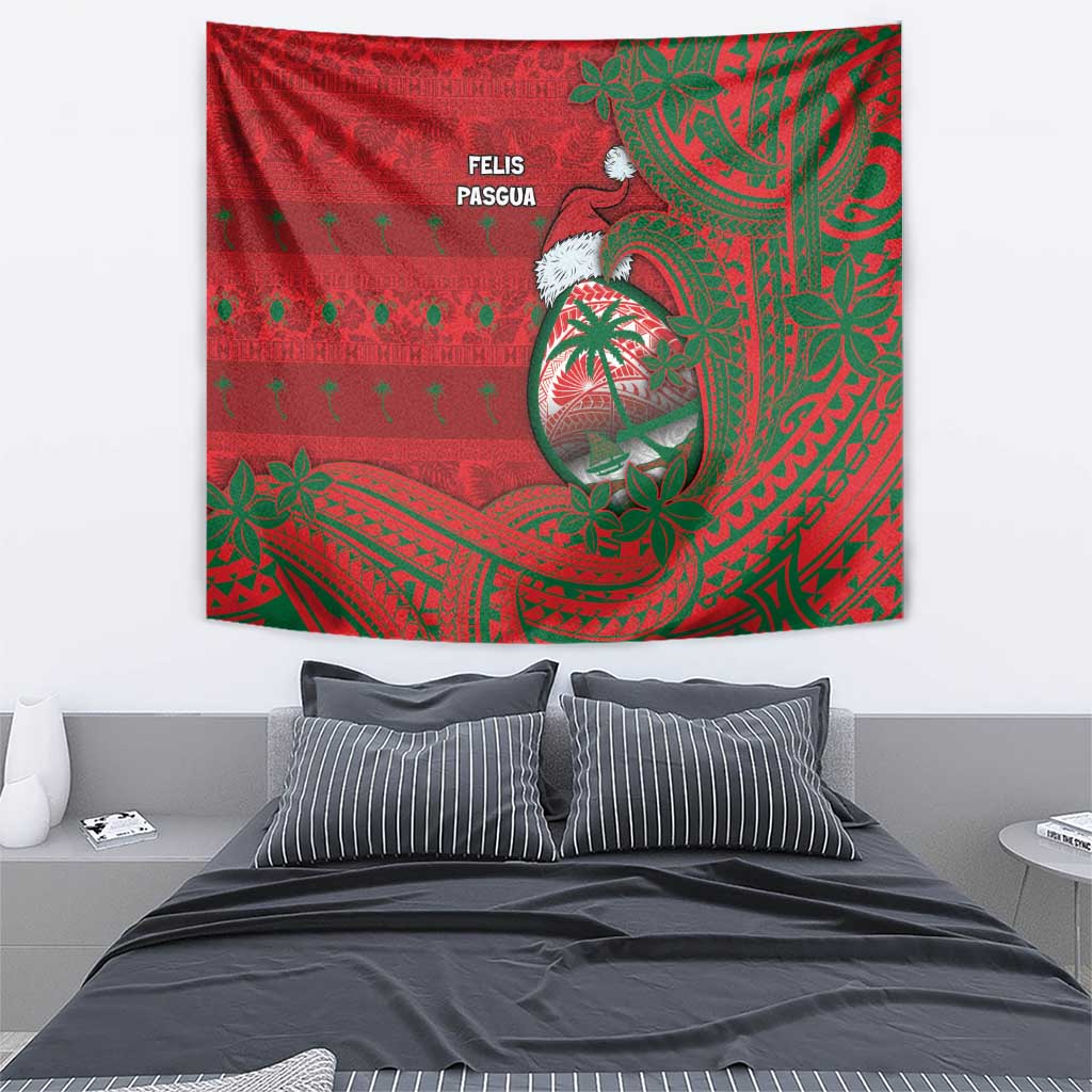 Guam Christmas Tapestry Chamorro Seal Hat Santa Tribal Waves - Polynesian Pride