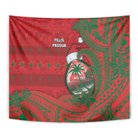 Guam Christmas Tapestry Chamorro Seal Hat Santa Tribal Waves - Polynesian Pride
