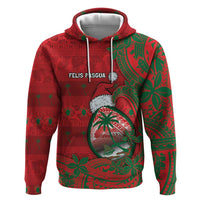 Guam Christmas Zip Hoodie Chamorro Seal Hat Santa Tribal Waves - Polynesian Pride