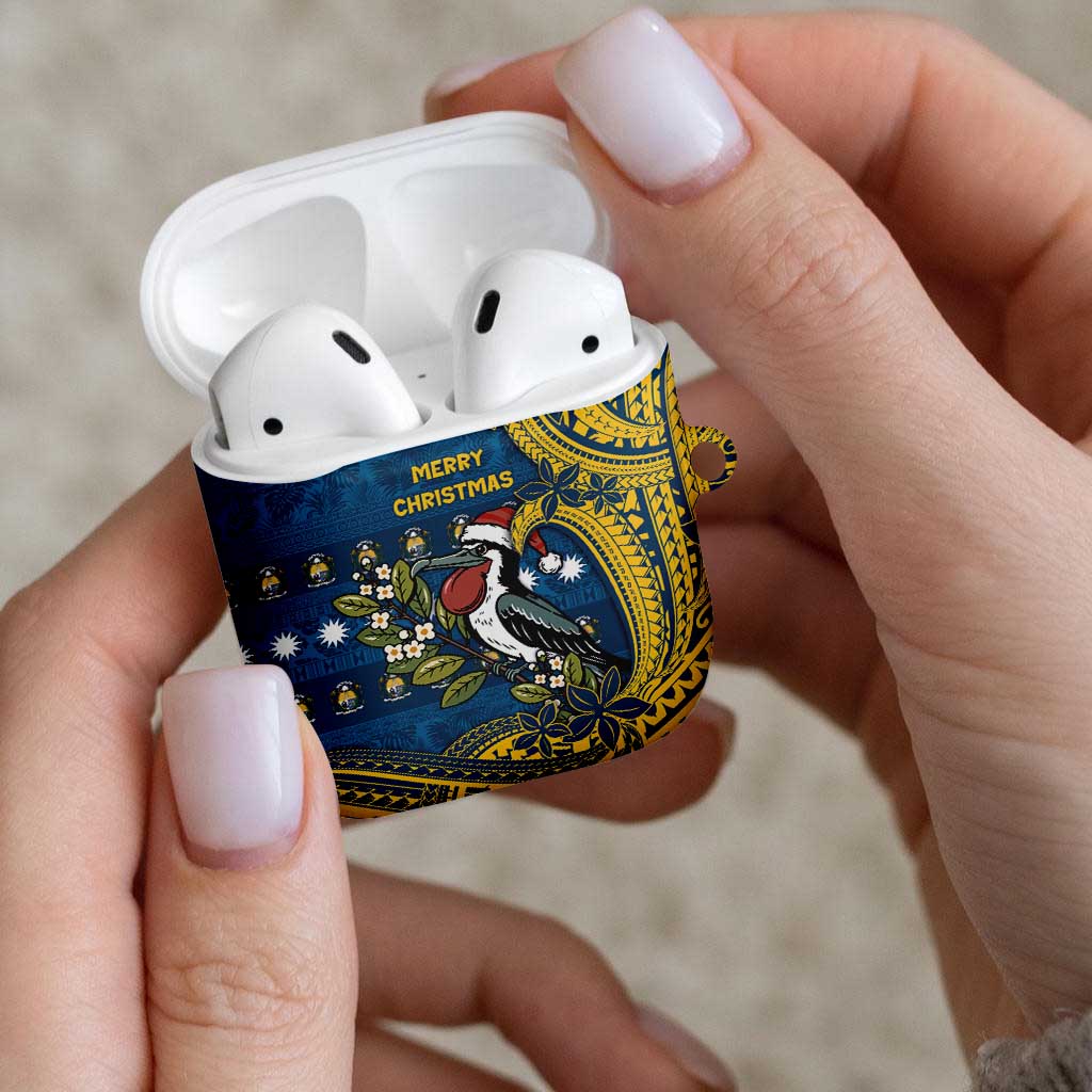 Nauru Christmas AirPods Case Frigatebird Bird Santa Tribal Waves - Polynesian Pride