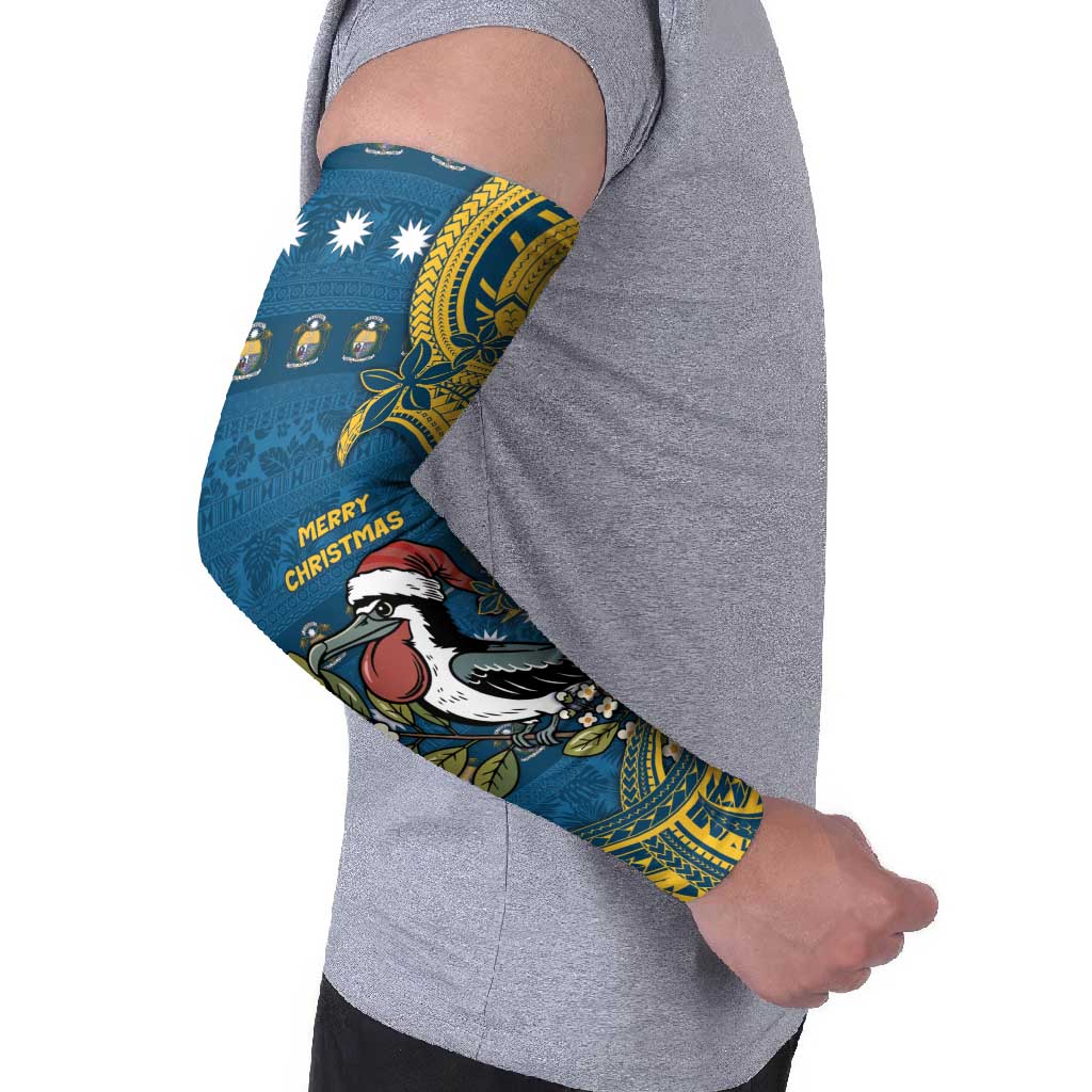 Nauru Christmas Arm Sleeves Frigatebird Bird Santa Tribal Waves - Polynesian Pride
