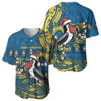 Nauru Christmas Baseball Jersey Frigatebird Bird Santa Tribal Waves - Polynesian Pride