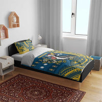 Nauru Christmas Bedding Set Frigatebird Bird Santa Tribal Waves - Polynesian Pride