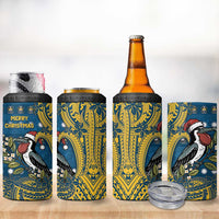 Nauru Christmas 4 in 1 Can Cooler Tumbler Frigatebird Bird Santa Tribal Waves - Polynesian Pride