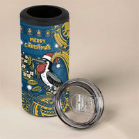 Nauru Christmas 4 in 1 Can Cooler Tumbler Frigatebird Bird Santa Tribal Waves - Polynesian Pride