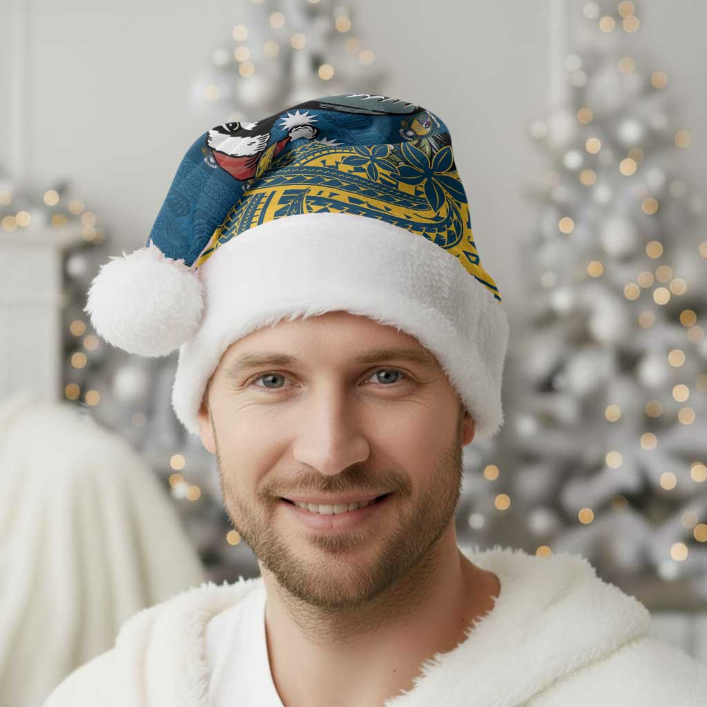 Nauru Christmas Santa Hat Frigatebird Bird Santa Tribal Waves - Polynesian Pride