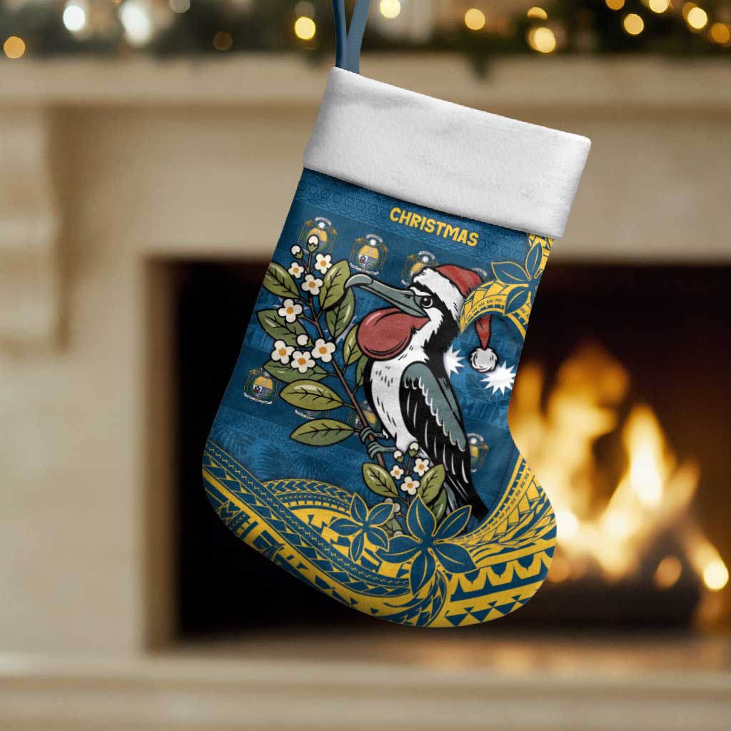 Nauru Christmas Stocking Frigatebird Bird Santa Tribal Waves - Polynesian Pride