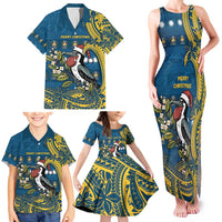 Nauru Christmas Family Matching Tank Maxi Dress and Hawaiian Shirt Frigatebird Bird Santa Tribal Waves - Polynesian Pride