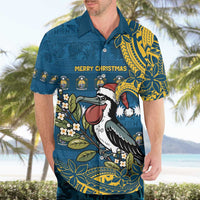 Nauru Christmas Hawaiian Shirt Frigatebird Bird Santa Tribal Waves - Polynesian Pride