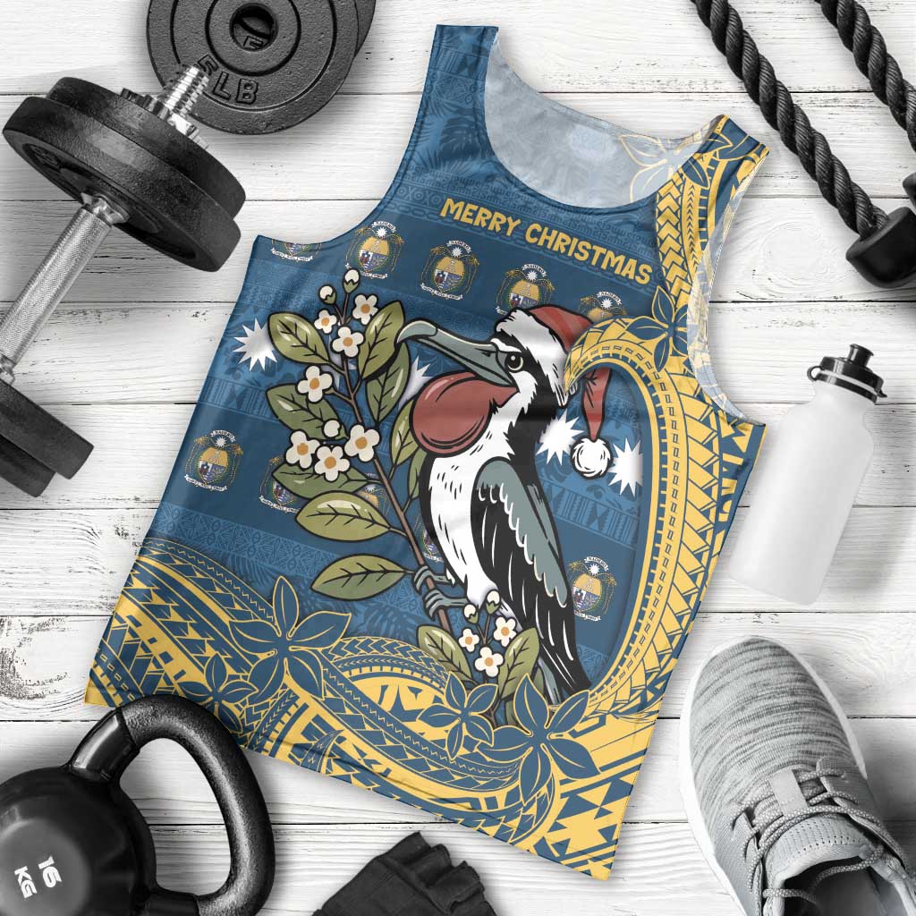 Nauru Christmas Men Tank Top Frigatebird Bird Santa Tribal Waves - Polynesian Pride