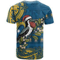 Nauru Christmas T Shirt Frigatebird Bird Santa Tribal Waves - Polynesian Pride