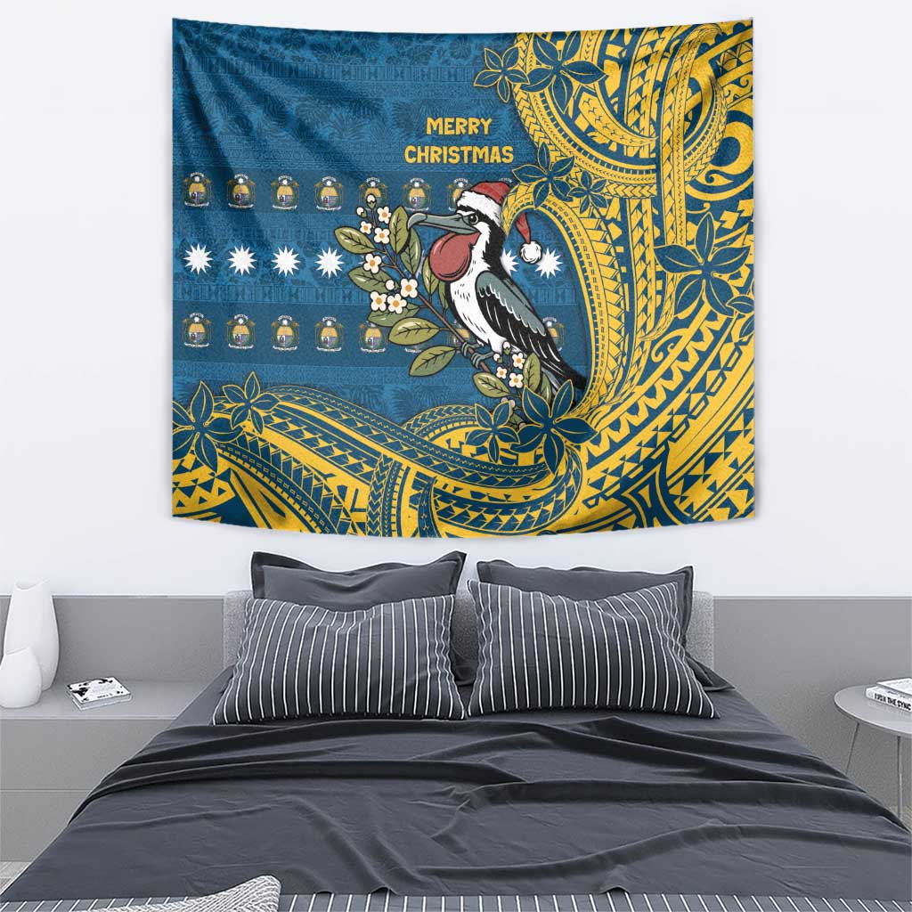 Nauru Christmas Tapestry Frigatebird Bird Santa Tribal Waves - Polynesian Pride