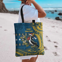 Nauru Christmas Tote Bag Frigatebird Bird Santa Tribal Waves - Polynesian Pride