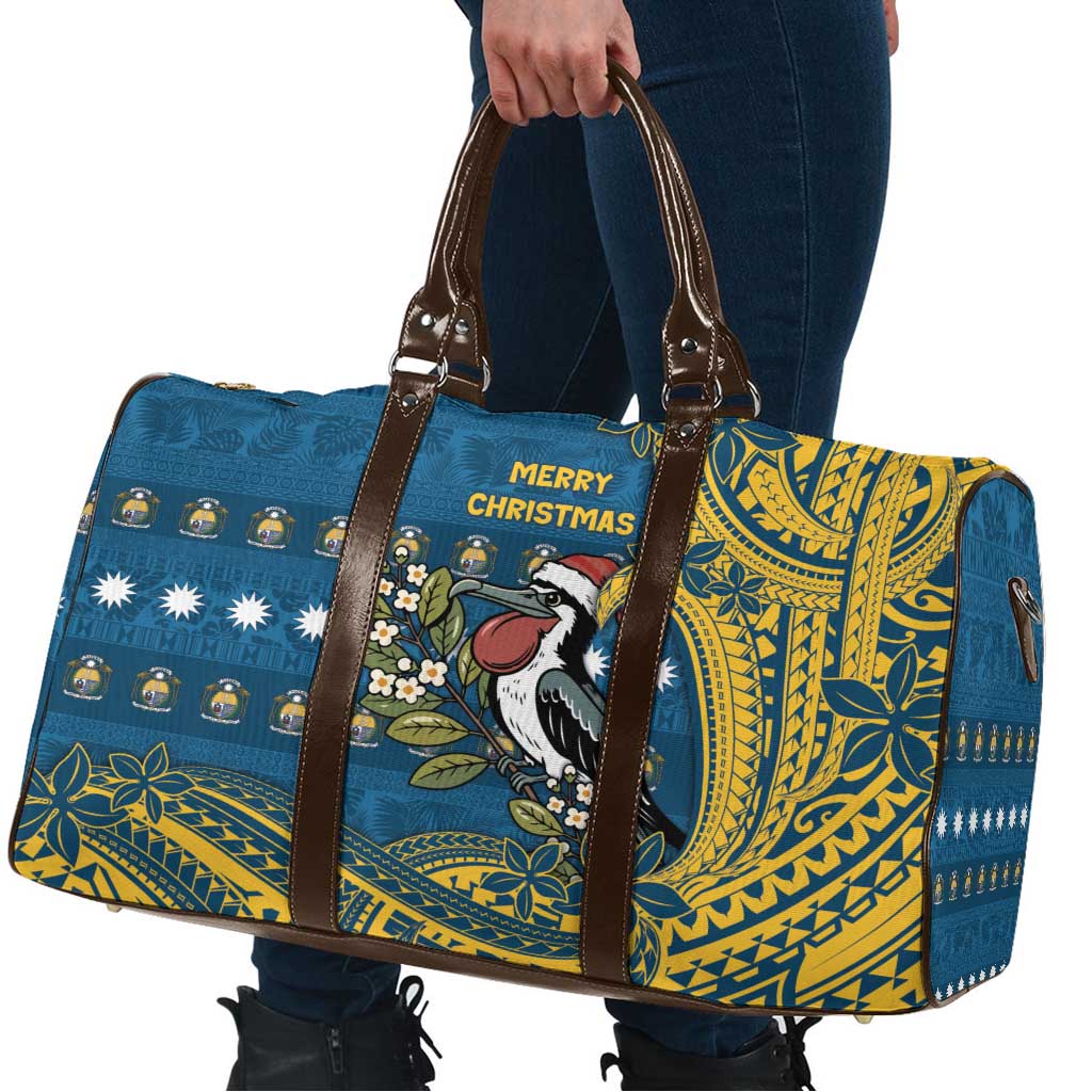 Nauru Christmas Travel Bag Frigatebird Bird Santa Tribal Waves - Polynesian Pride