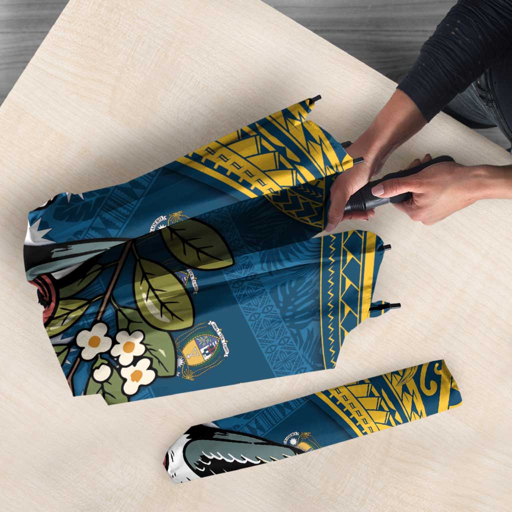 Nauru Christmas Umbrella Frigatebird Bird Santa Tribal Waves - Polynesian Pride