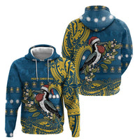 Nauru Christmas Zip Hoodie Frigatebird Bird Santa Tribal Waves - Polynesian Pride