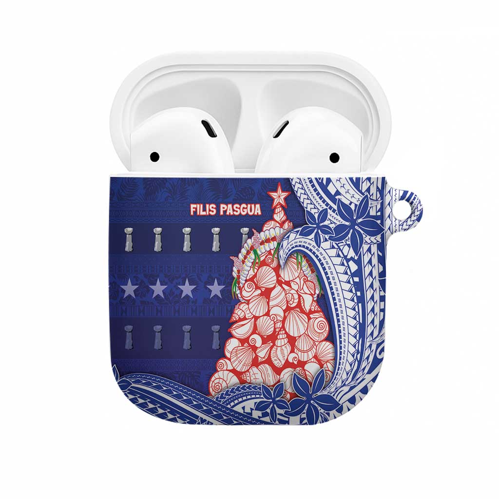 Northern Mariana Islands Christmas AirPods Case Seashell Xmas Tree Tribal Waves - Polynesian Pride