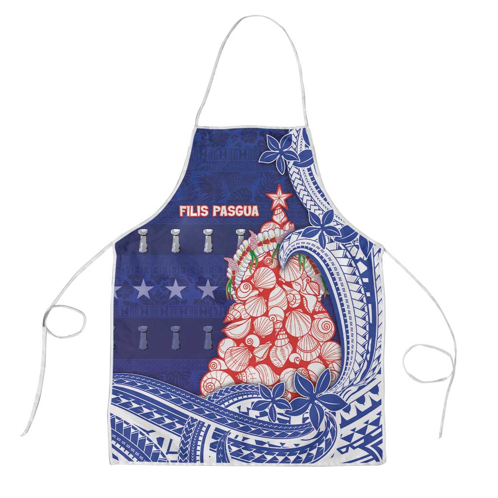 Northern Mariana Islands Christmas Apron Seashell Xmas Tree Tribal Waves - Polynesian Pride