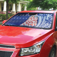 Northern Mariana Islands Christmas Auto Sun Shade Seashell Xmas Tree Tribal Waves - Polynesian Pride