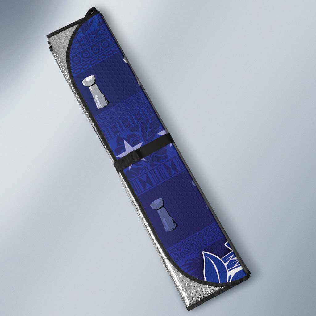 Northern Mariana Islands Christmas Auto Sun Shade Seashell Xmas Tree Tribal Waves - Polynesian Pride