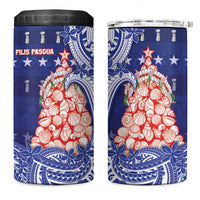 Northern Mariana Islands Christmas 4 in 1 Can Cooler Tumbler Seashell Xmas Tree Tribal Waves - Polynesian Pride