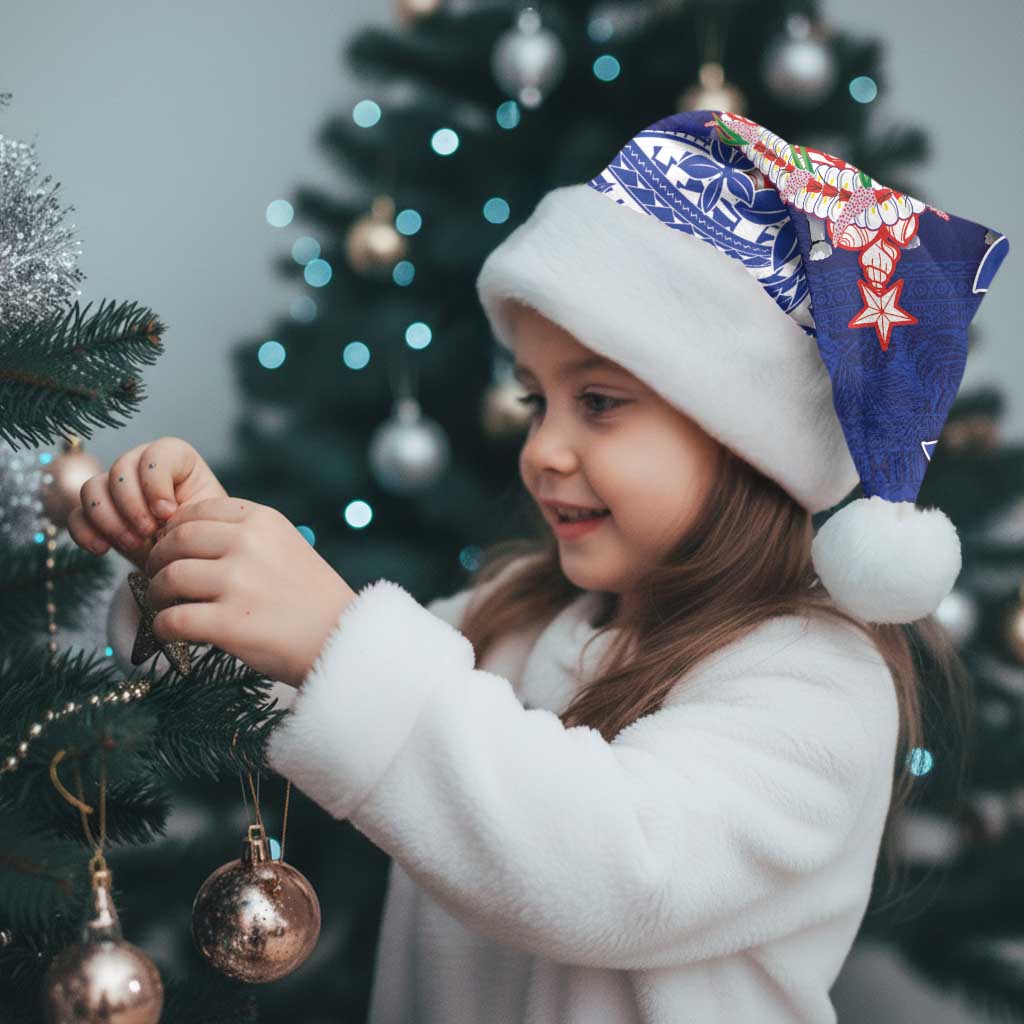 Northern Mariana Islands Christmas Santa Hat Seashell Xmas Tree Tribal Waves - Polynesian Pride