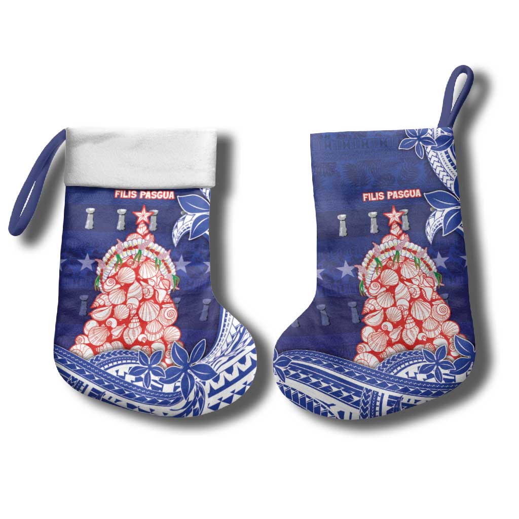 Northern Mariana Islands Christmas Stocking Seashell Xmas Tree Tribal Waves - Polynesian Pride
