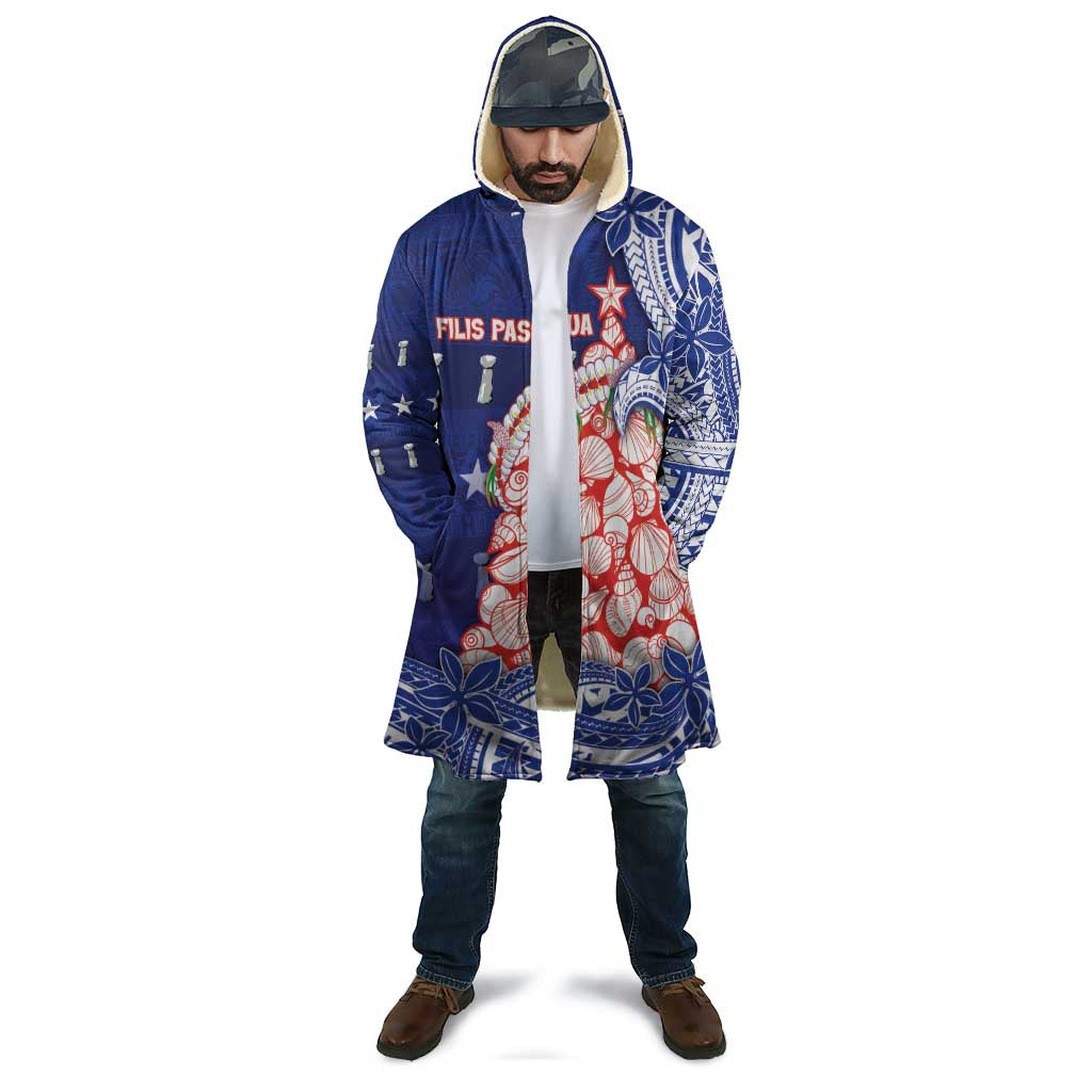 Northern Mariana Islands Christmas Cloak Seashell Xmas Tree Tribal Waves - Polynesian Pride