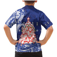 Northern Mariana Islands Christmas Family Matching Mermaid Dress and Hawaiian Shirt Seashell Xmas Tree Tribal Waves - Polynesian Pride