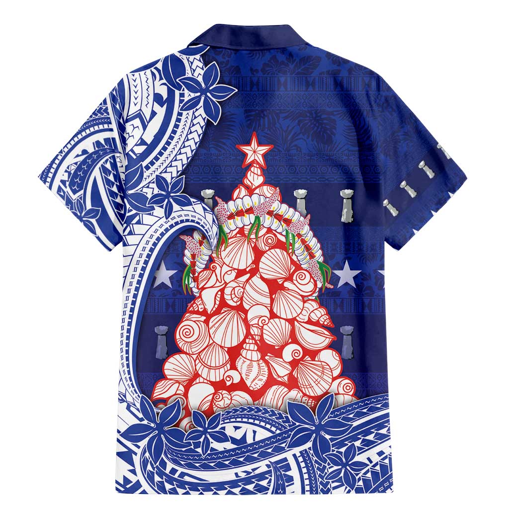 Northern Mariana Islands Christmas Family Matching Mermaid Dress and Hawaiian Shirt Seashell Xmas Tree Tribal Waves - Polynesian Pride