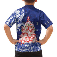 Northern Mariana Islands Christmas Family Matching Puletasi and Hawaiian Shirt Seashell Xmas Tree Tribal Waves - Polynesian Pride