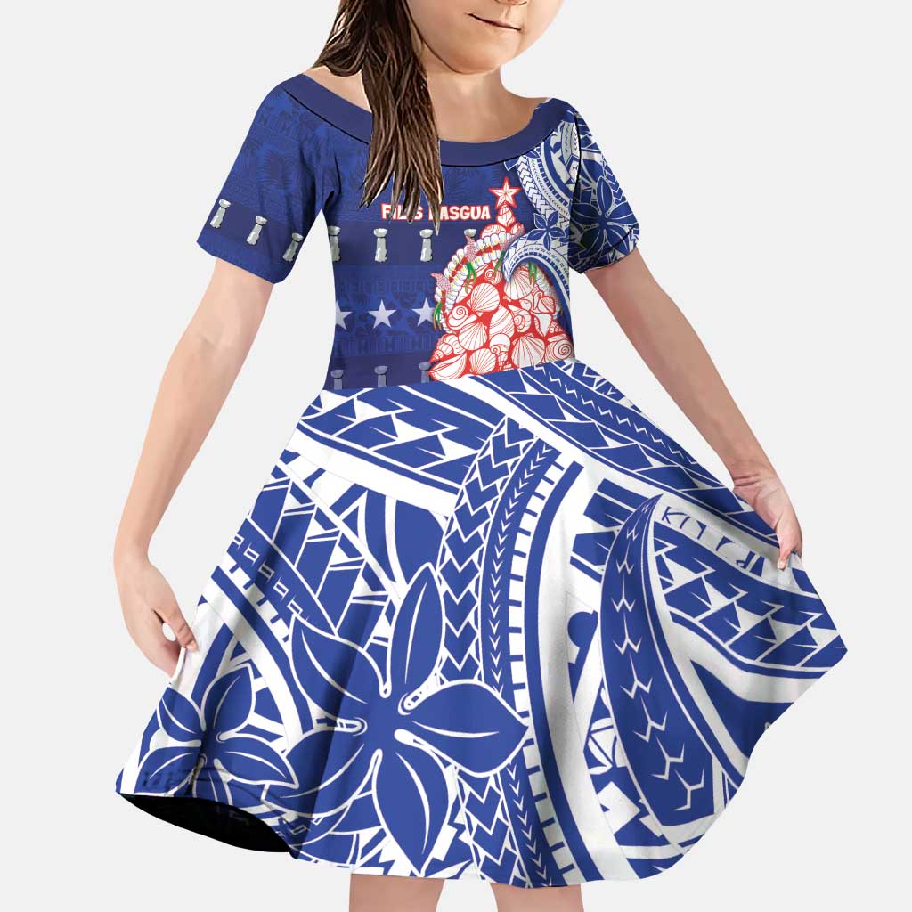 Northern Mariana Islands Christmas Family Matching Puletasi and Hawaiian Shirt Seashell Xmas Tree Tribal Waves - Polynesian Pride