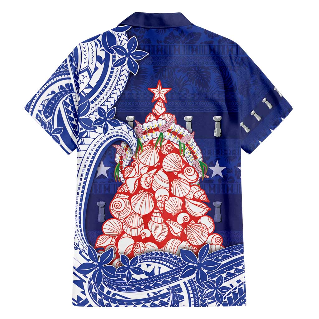 Northern Mariana Islands Christmas Family Matching Puletasi and Hawaiian Shirt Seashell Xmas Tree Tribal Waves - Polynesian Pride