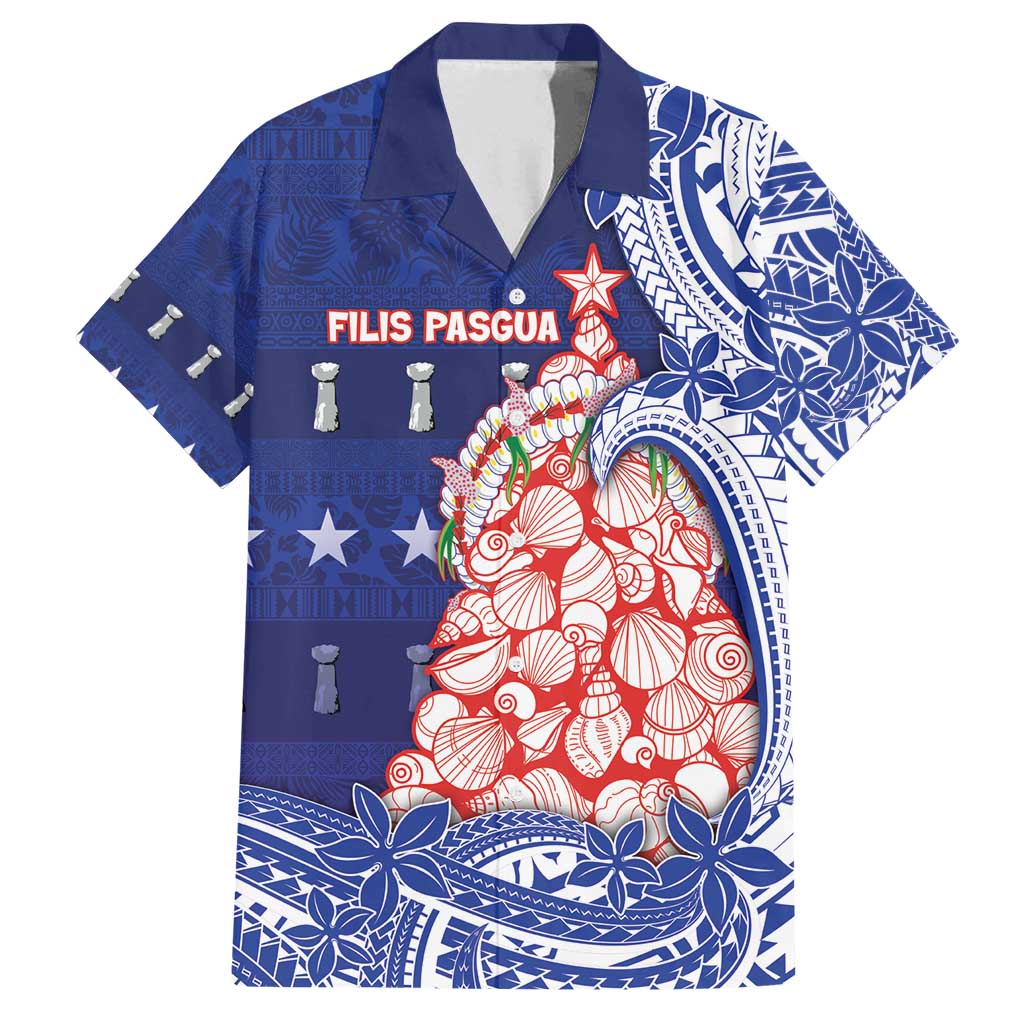 Northern Mariana Islands Christmas Family Matching Tank Maxi Dress and Hawaiian Shirt Seashell Xmas Tree Tribal Waves - Polynesian Pride