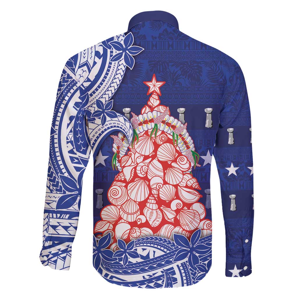 Northern Mariana Islands Christmas Family Matching Tank Maxi Dress and Hawaiian Shirt Seashell Xmas Tree Tribal Waves - Polynesian Pride