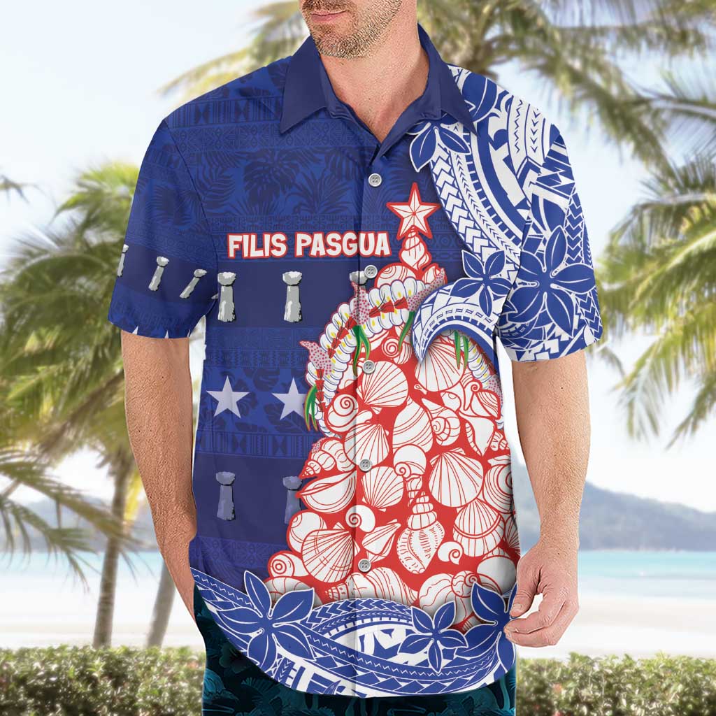 Northern Mariana Islands Christmas Hawaiian Shirt Seashell Xmas Tree Tribal Waves - Polynesian Pride