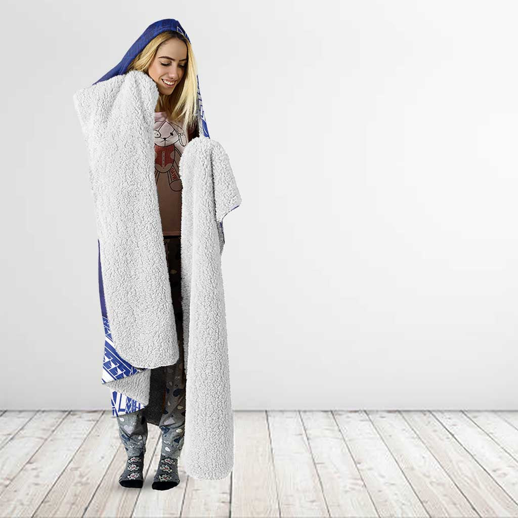 Northern Mariana Islands Christmas Hooded Blanket Seashell Xmas Tree Tribal Waves - Polynesian Pride