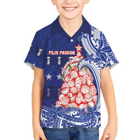 Northern Mariana Islands Christmas Kid Hawaiian Shirt Seashell Xmas Tree Tribal Waves - Polynesian Pride