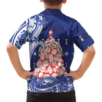Northern Mariana Islands Christmas Kid Hawaiian Shirt Seashell Xmas Tree Tribal Waves - Polynesian Pride