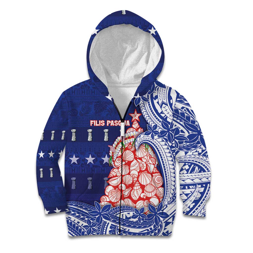 Northern Mariana Islands Christmas Kid Hoodie Seashell Xmas Tree Tribal Waves - Polynesian Pride