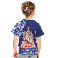 Northern Mariana Islands Christmas Kid T Shirt Seashell Xmas Tree Tribal Waves - Polynesian Pride