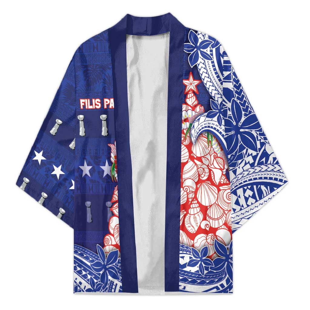 Northern Mariana Islands Christmas Kimono Seashell Xmas Tree Tribal Waves - Polynesian Pride