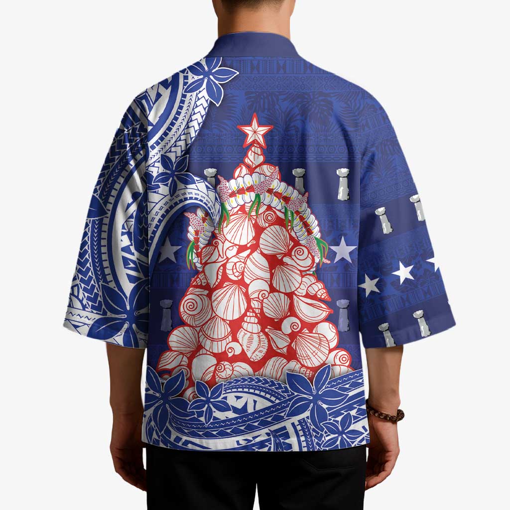 Northern Mariana Islands Christmas Kimono Seashell Xmas Tree Tribal Waves - Polynesian Pride