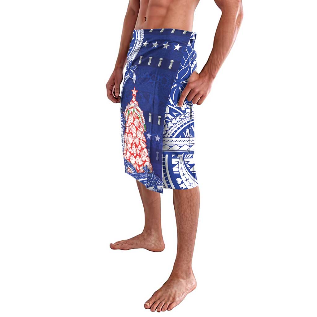 Northern Mariana Islands Christmas Lavalava Seashell Xmas Tree Tribal Waves - Polynesian Pride