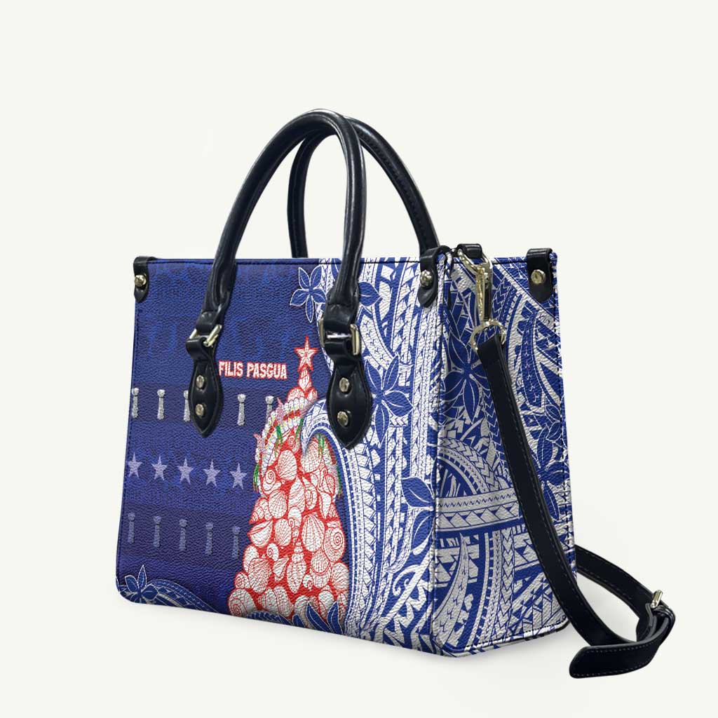 Northern Mariana Islands Christmas Leather Bag Seashell Xmas Tree Tribal Waves - Polynesian Pride