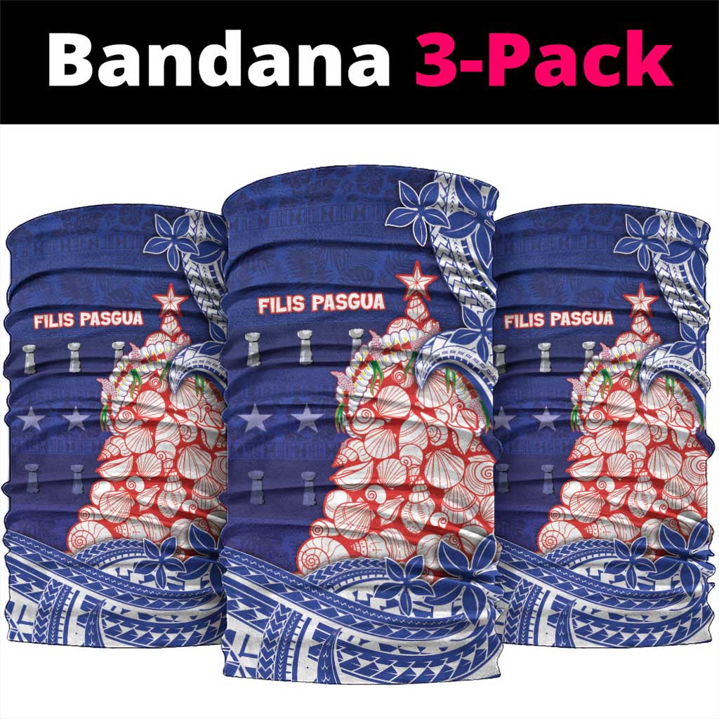 Northern Mariana Islands Christmas Neck Gaiter Seashell Xmas Tree Tribal Waves - Polynesian Pride