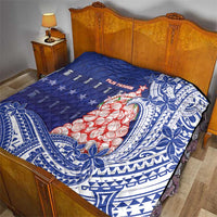 Northern Mariana Islands Christmas Quilt Seashell Xmas Tree Tribal Waves - Polynesian Pride