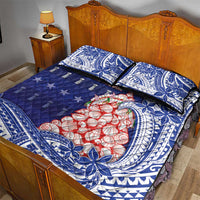 Northern Mariana Islands Christmas Quilt Bed Set Seashell Xmas Tree Tribal Waves - Polynesian Pride