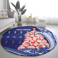 Northern Mariana Islands Christmas Round Carpet Seashell Xmas Tree Tribal Waves - Polynesian Pride