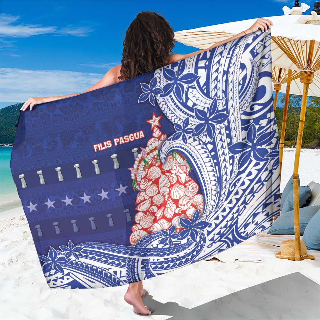 Northern Mariana Islands Christmas Sarong Seashell Xmas Tree Tribal Waves - Polynesian Pride